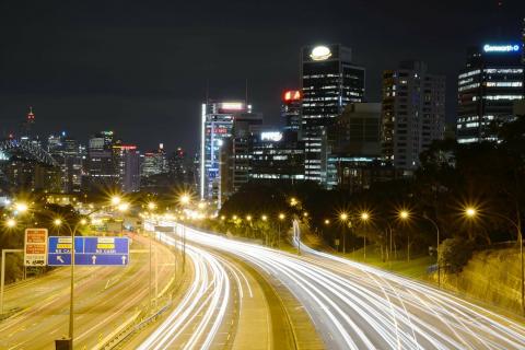 Night traffic in Sydney